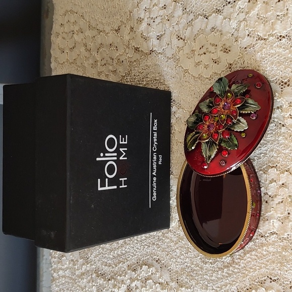 🔥HP🔥Genuine Austrian Crystal Trinket Floral Jewelry Box NEW! - Picture 5 of 8